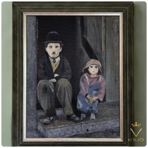 TABLOU PICTAT ÎN ULEI ,, CHARLIE CHAPLIN”