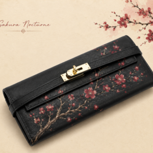Portofel pictat manual  – SAKURA RED