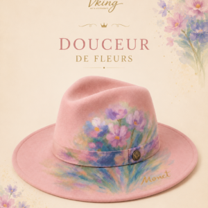 Pălărie pictată manual – „Flori pastel” (inspirație Monet)