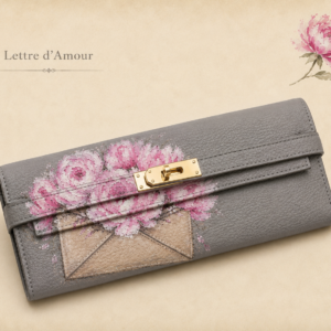 Portofel tip clutch pictat manual – Letter d’Amour
