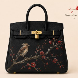 Geantă pictată manual din piele naturala – SAKURA RED