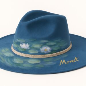 Pălărie pictată manual – „Nuferi” (inspirație Monet)