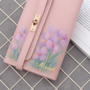 Portofel pictat manual – „Pastel Garden” (inspirație Monet)