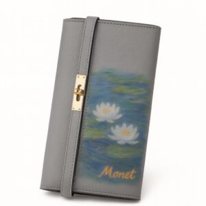 Portofel pictat manual – „Nuferi” (inspirație Monet)