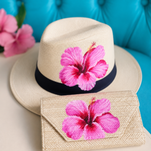 Set poșeta  și pălărie ,, Insula Hibiscus”
